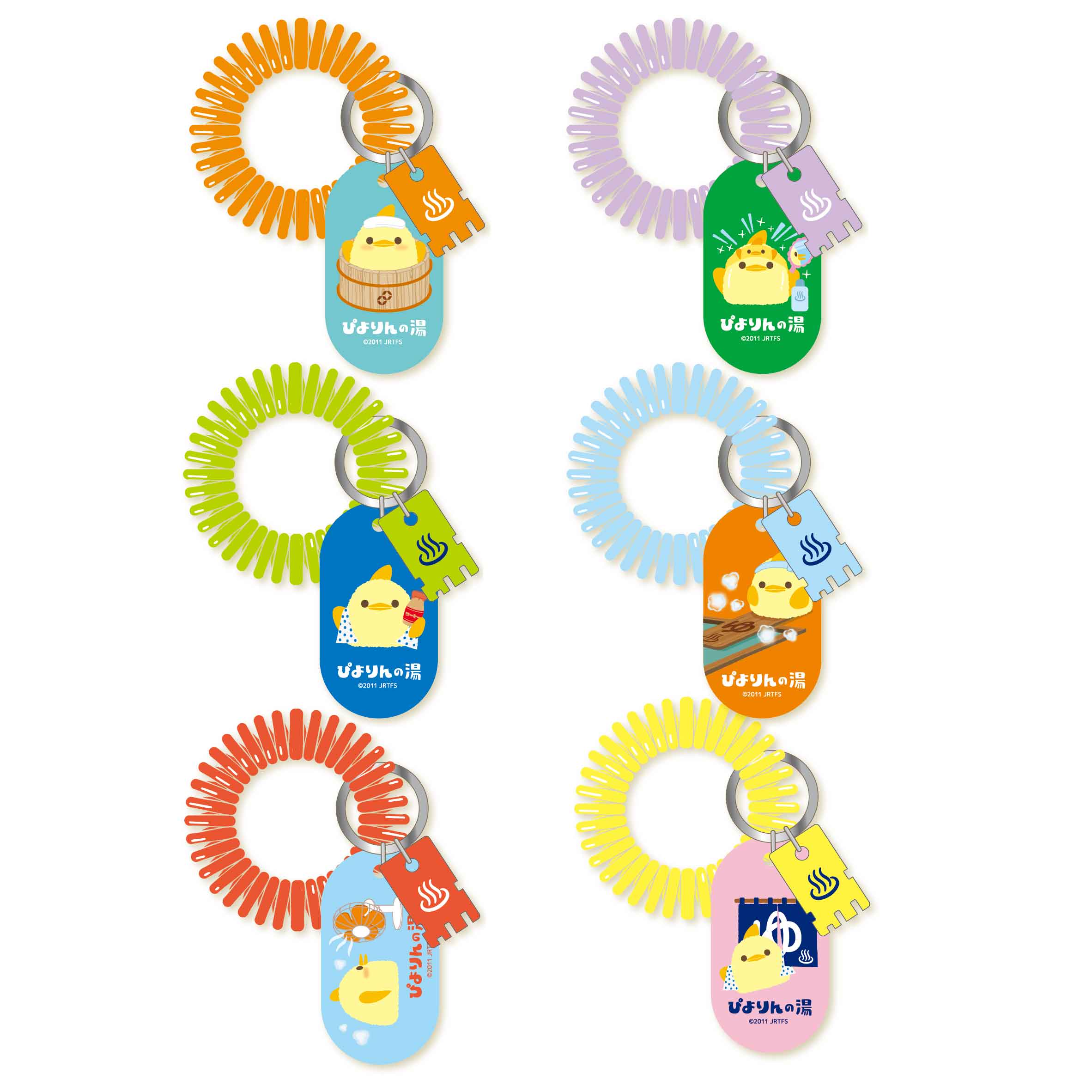 ●トレーディング ロッカーキー風アクリルキーホルダー 全６種【ぴよりん×温泉】※BOX 【宅配】ﾛｯｶｰｷｰ風ｱｸｷｰ