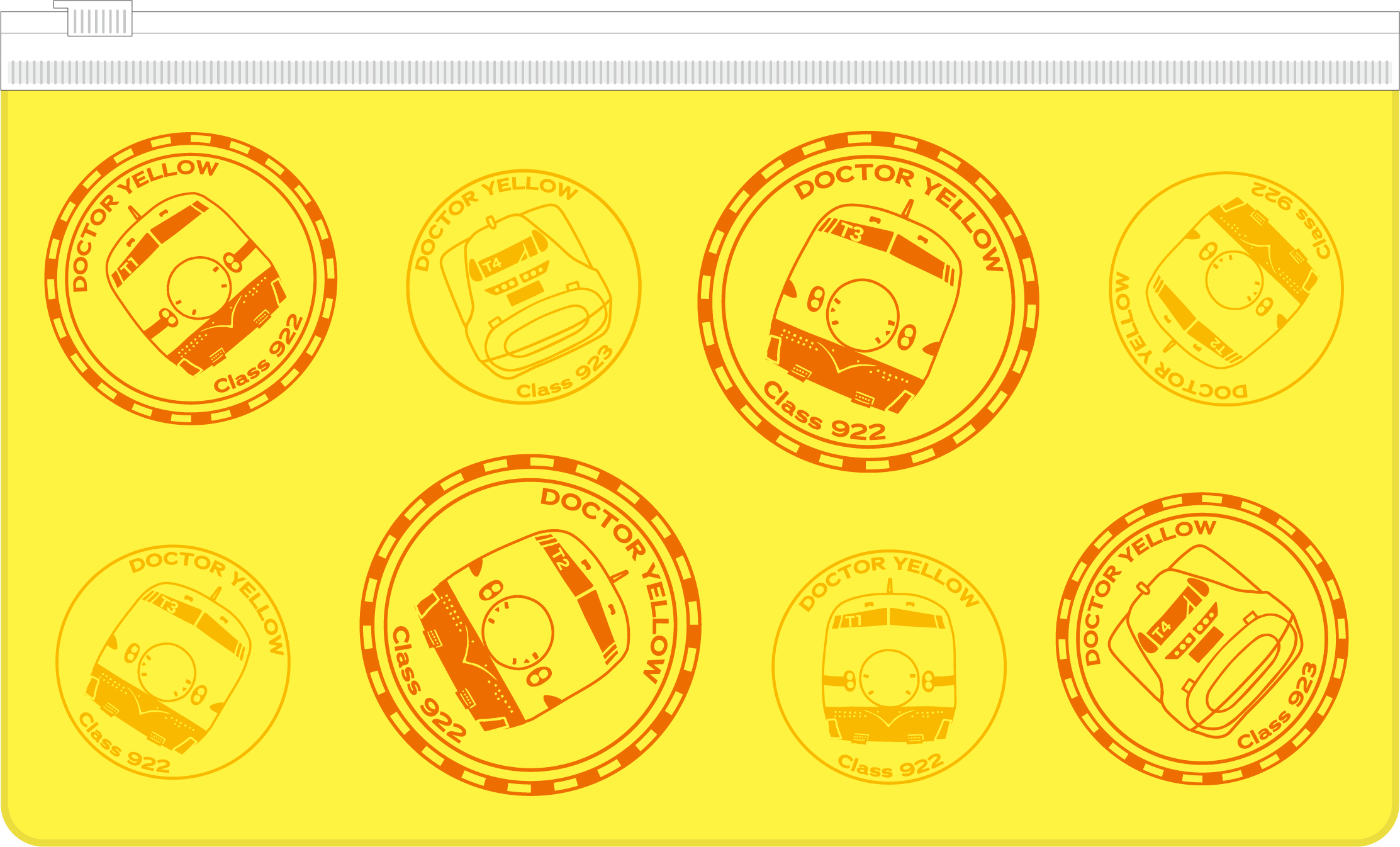 塩ビジッパーケース　歴代ドクターイエロー 歴代ドクターイエロー