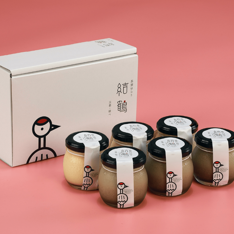【送料込み】【京都府】結鶴プリン6個セット(バニラ/ほうじ茶 各3個)(茶寮ゆらり) ※冷蔵配送