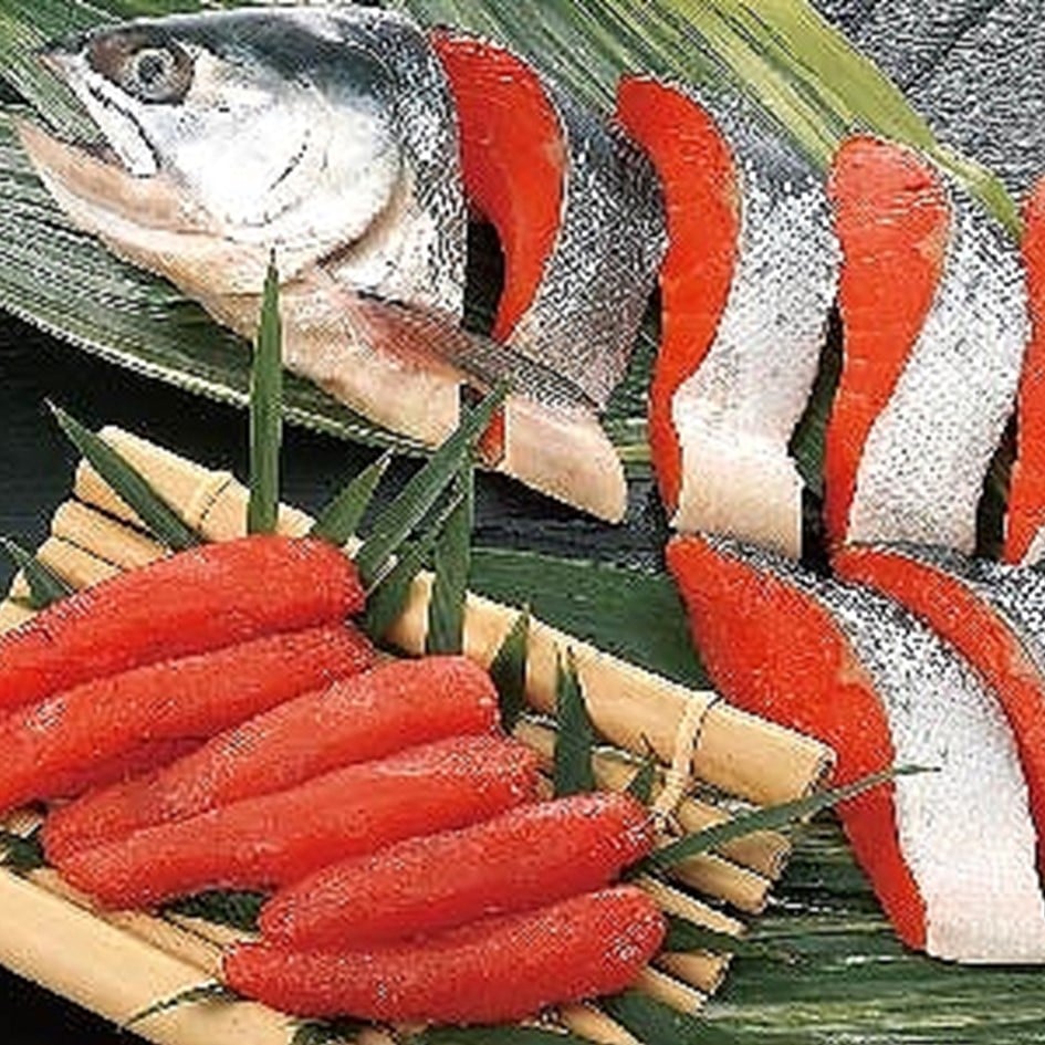【送料込み】北田塩紅鮭半身１Kg・塩たらこ ※冷凍配送