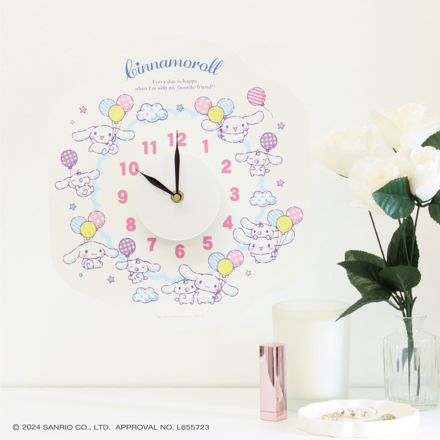 サンリオキャラクターズ ウォールクロックステッカー シナモロール シナモロール