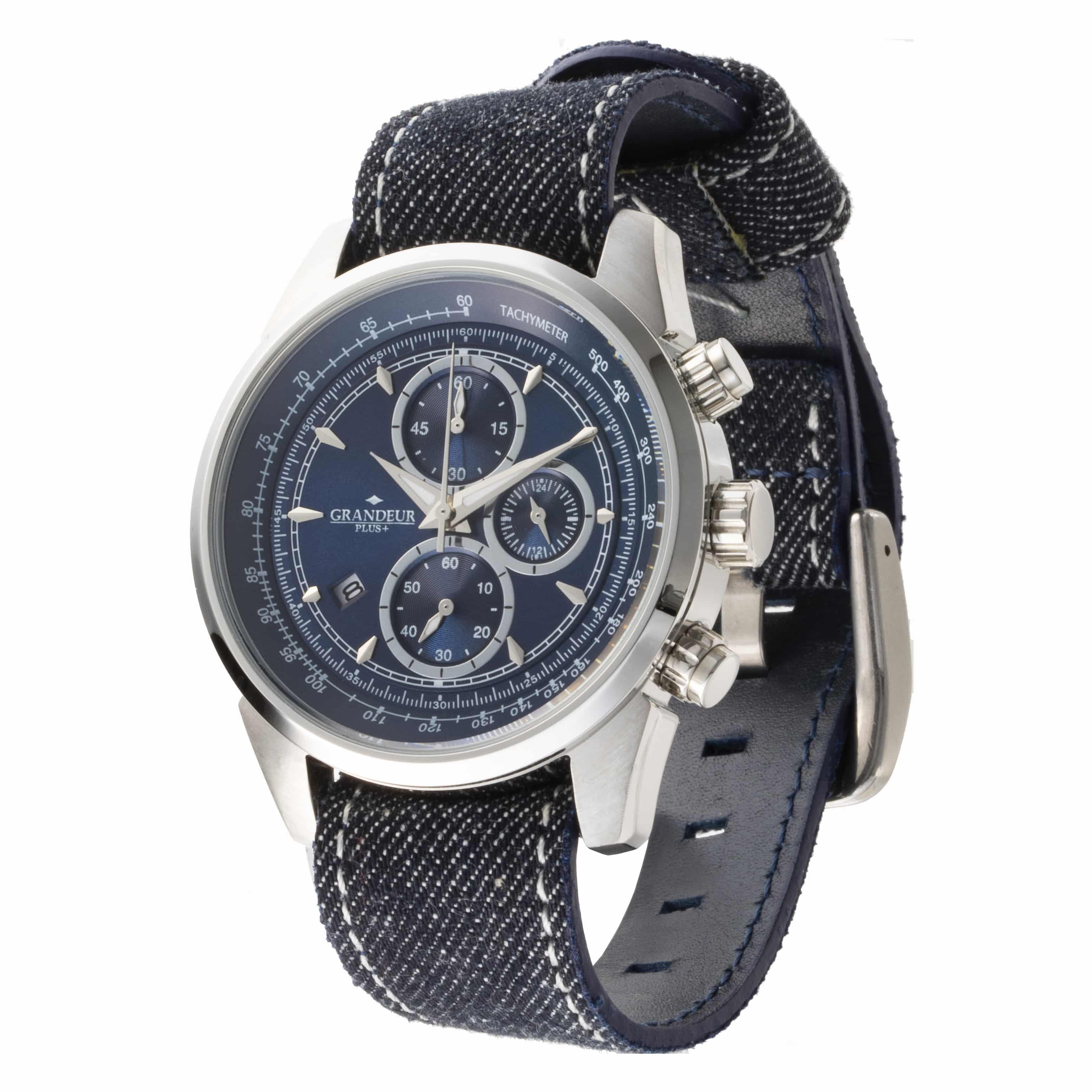 クロノグラフウォッチ　岡山デニムシリーズ　NATOバンド　ホワイトステッチ ホワイトステッチ