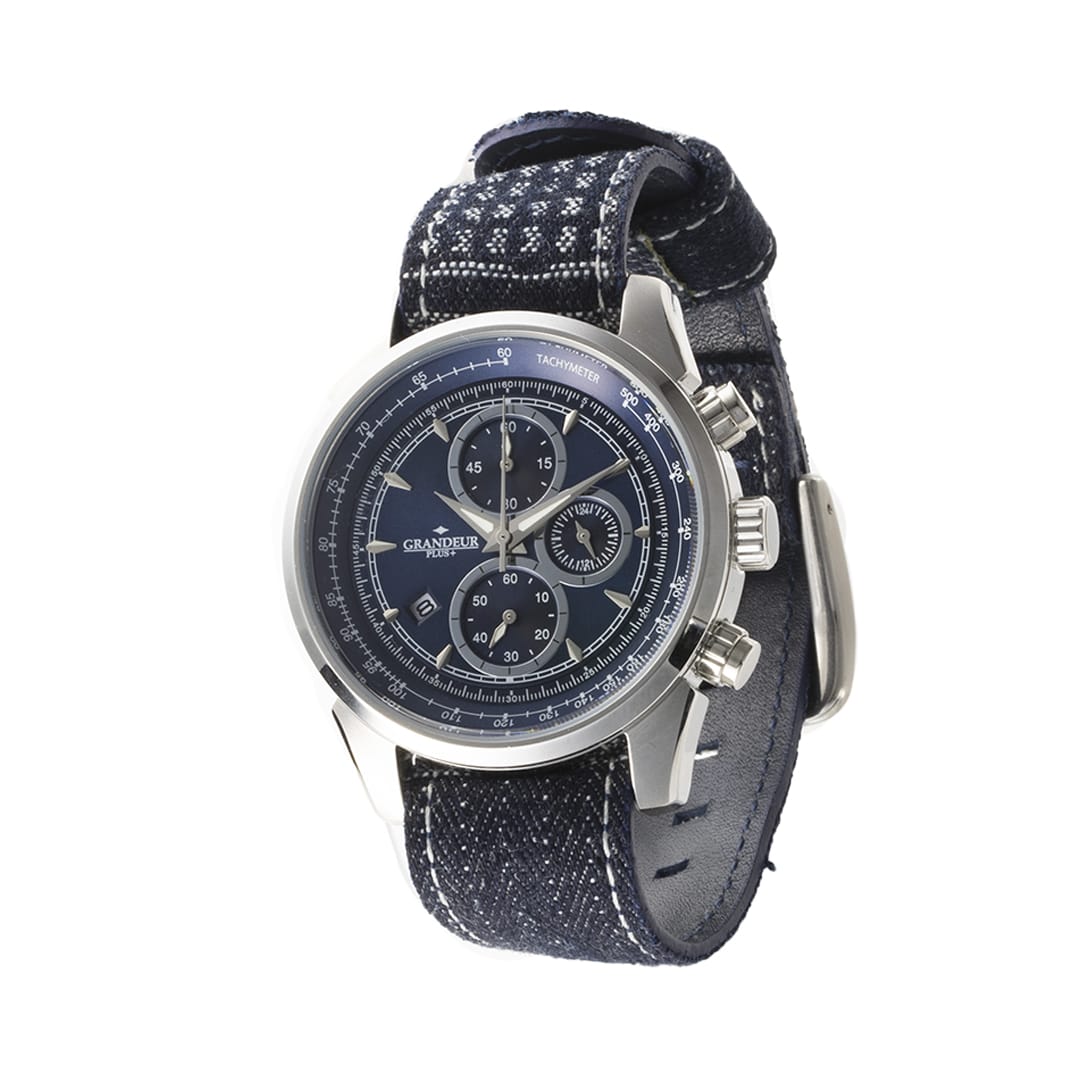 クロノグラフウォッチ　岡山デニムシリーズ　NATOバンド　パッチワーク柄 パッチワーク柄