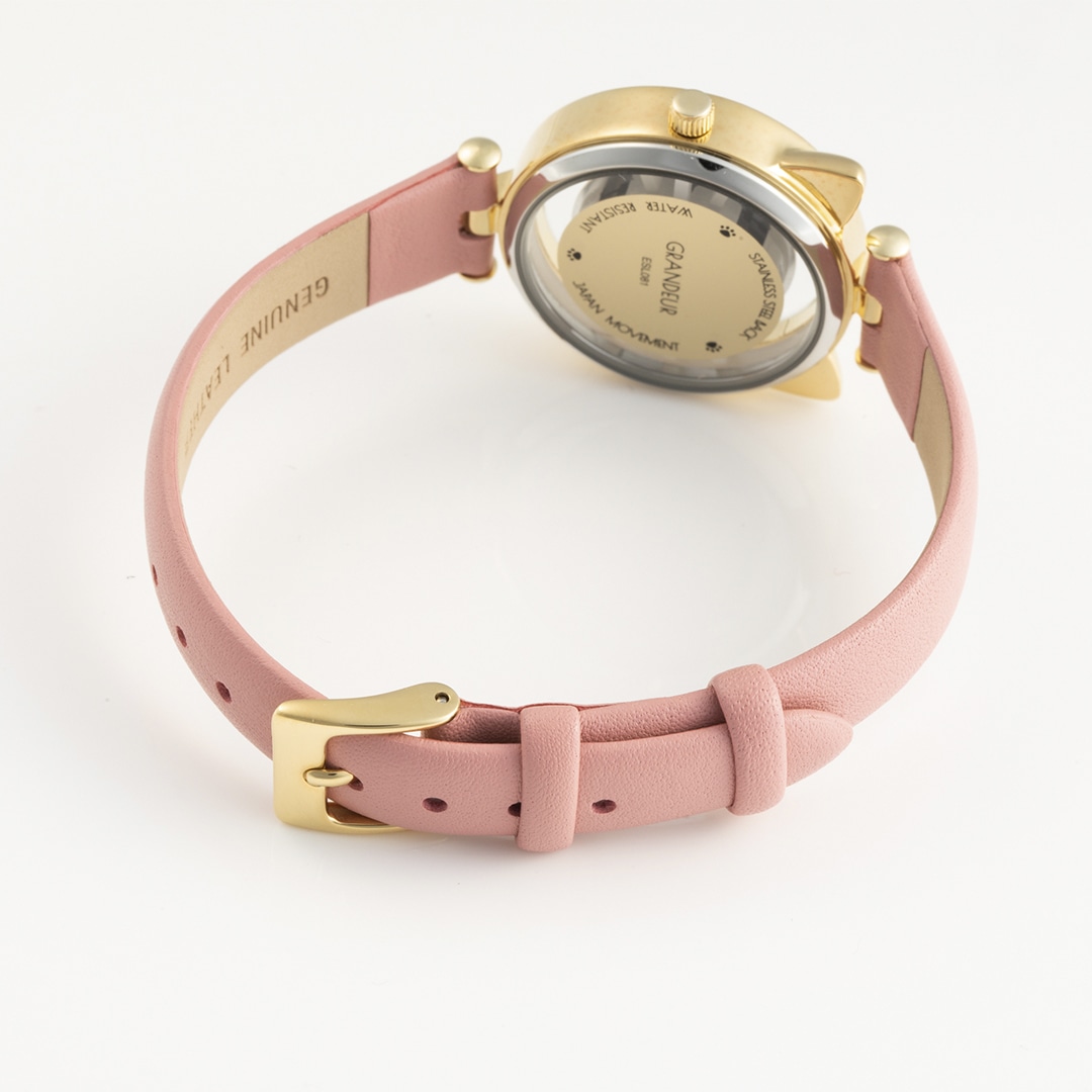 キャットウォッチ　牛本革　カーフレザーバンド　ピンクxゴールド ピンク