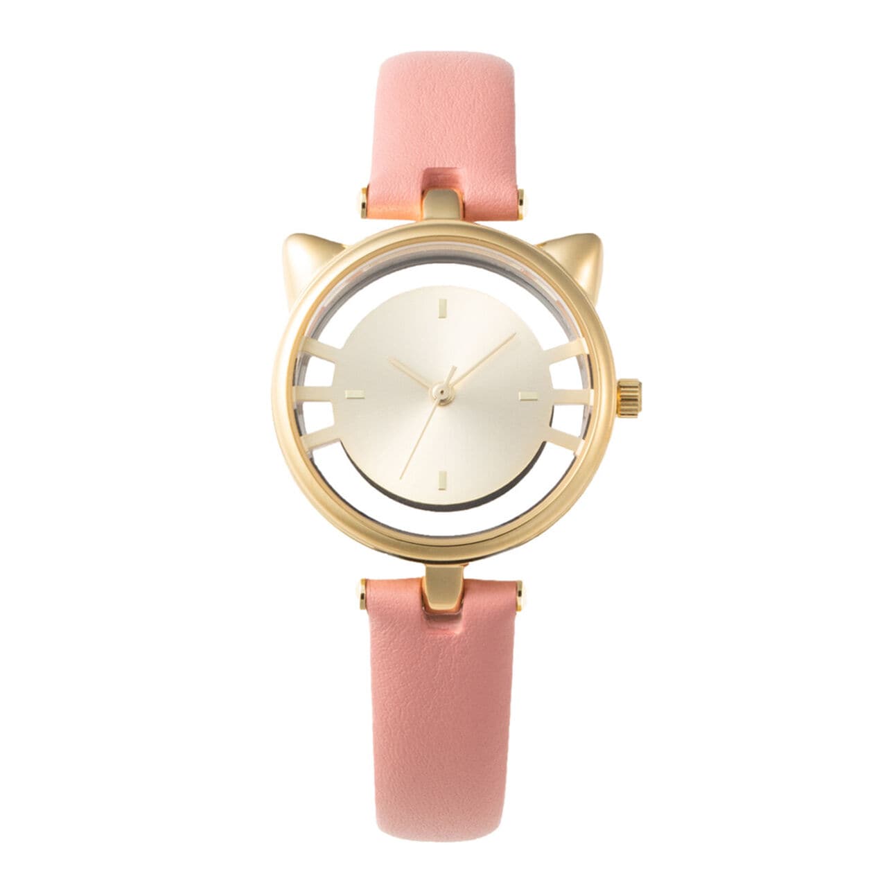 キャットウォッチ　牛本革　カーフレザーバンド　ピンクxゴールド ピンク