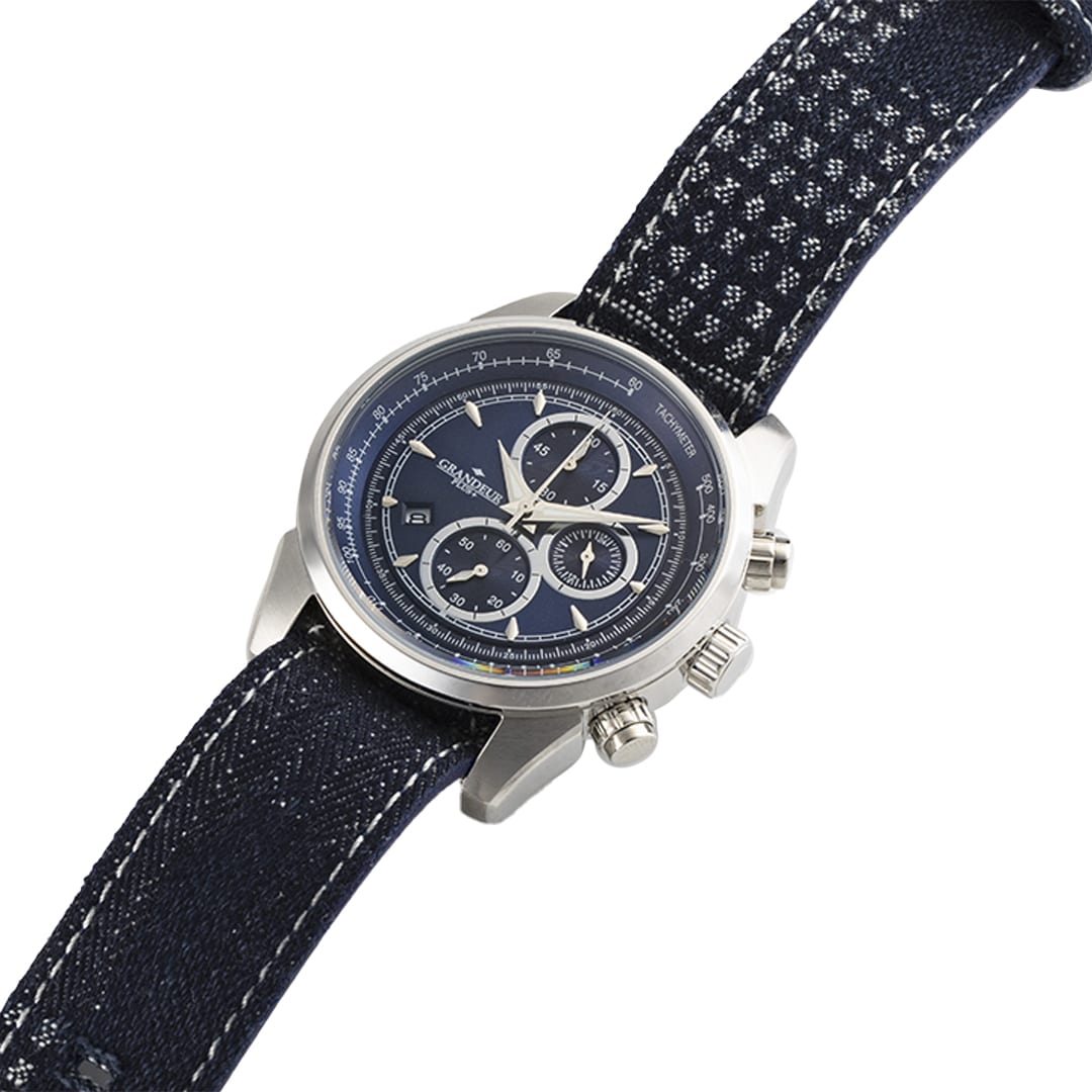 クロノグラフウォッチ　岡山デニムシリーズ　NATOバンド　パッチワーク柄 パッチワーク柄