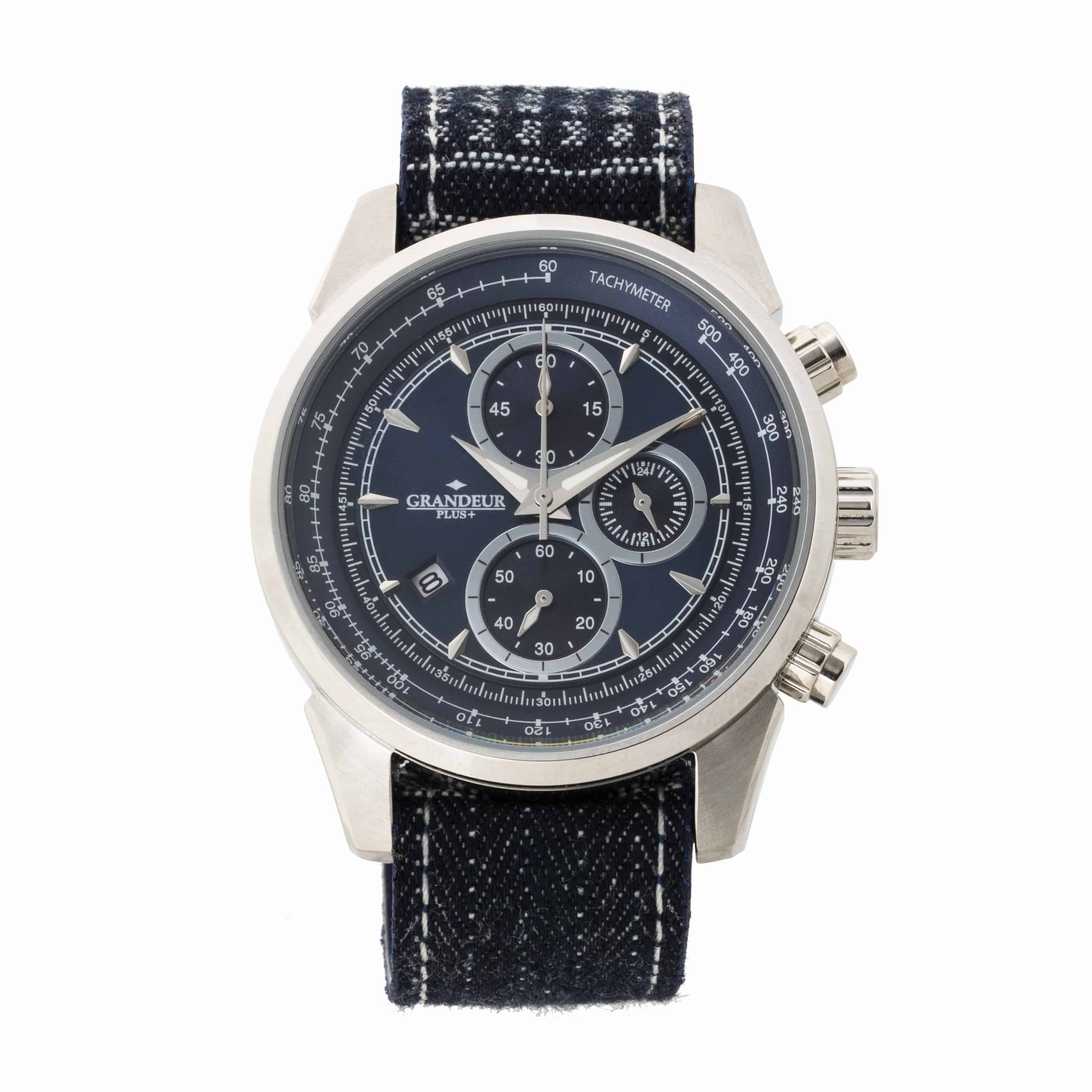 クロノグラフウォッチ　岡山デニムシリーズ　NATOバンド　パッチワーク柄 パッチワーク柄