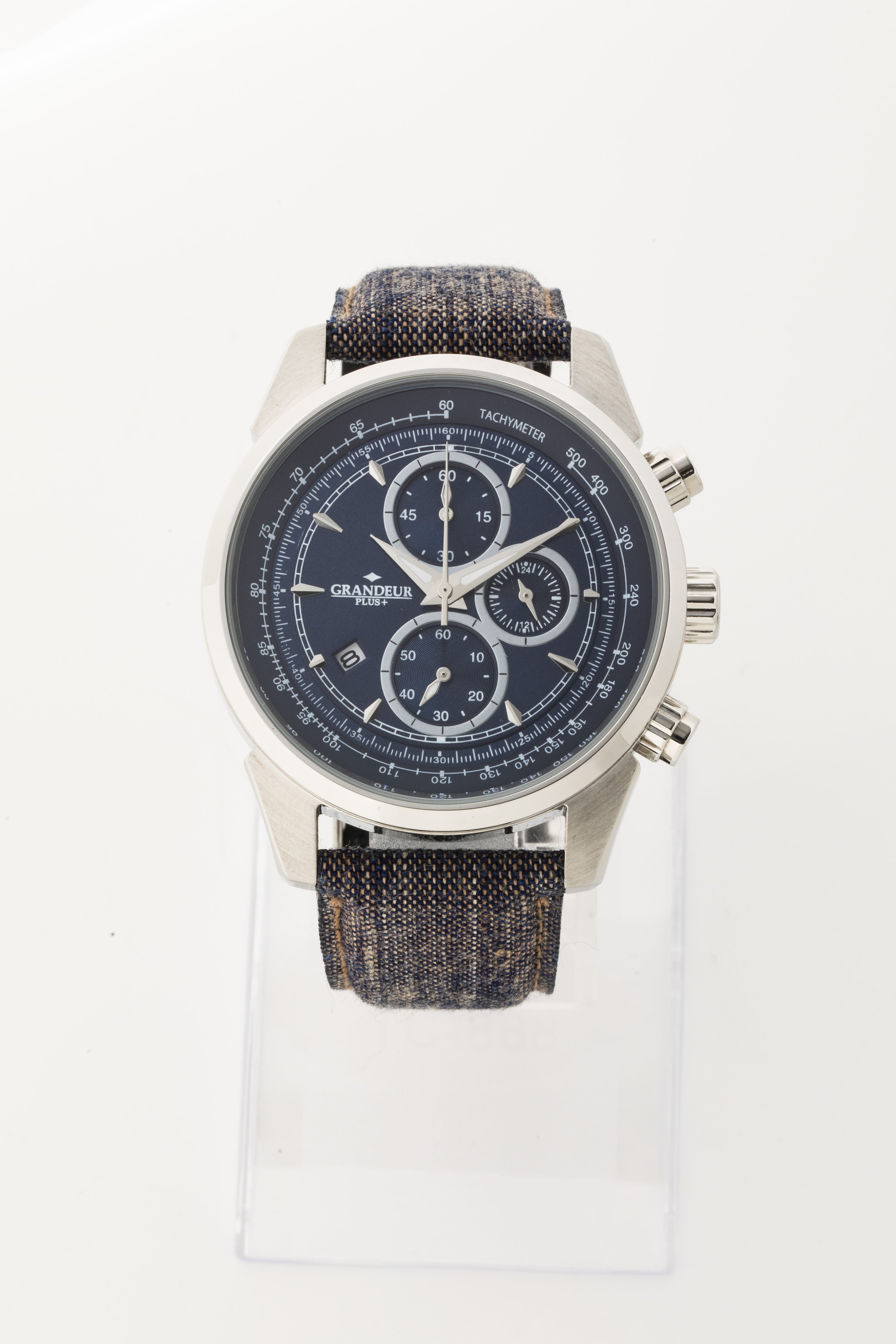 クロノグラフウォッチ　柿渋デニムシリーズ　10気圧防水　ブルー ブルー