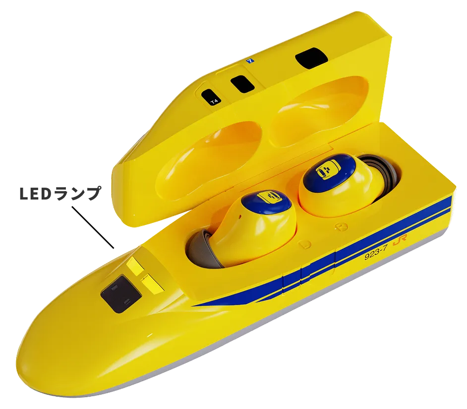 923形ドクターイエローT4型ワイヤレスイヤホン 開いた時