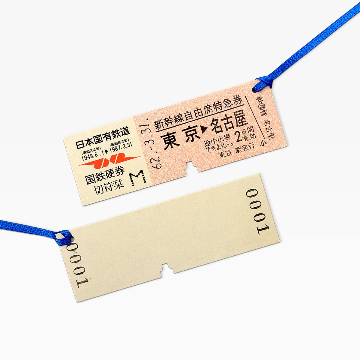 国鉄硬券切符栞　新幹線（特急券）東京→名古屋　[東京駅台紙] 東京→名古屋