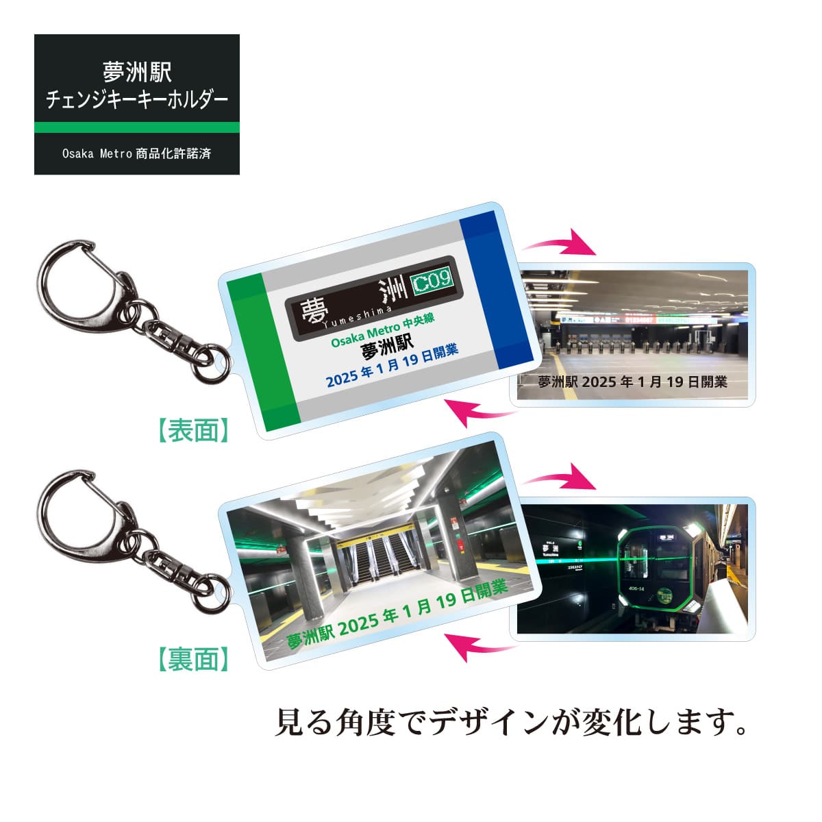 夢洲駅ゆき方向幕＆４００系 チェンジキーホルダー