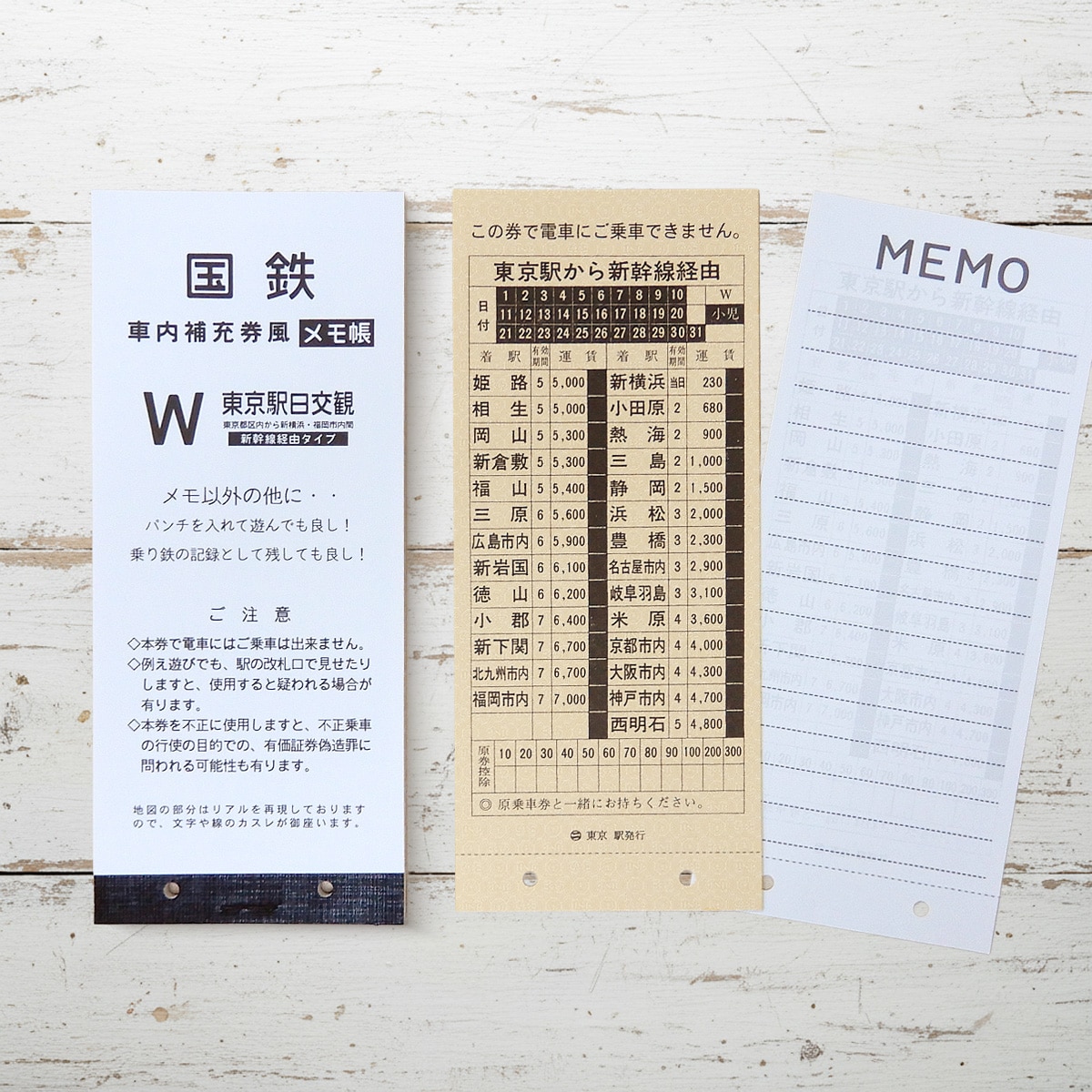 車内補充券風メモ帳　Ｗ東京駅日交観(新幹線経由)タイプ Ｗ東京駅日交観(新幹線経由)タイプ