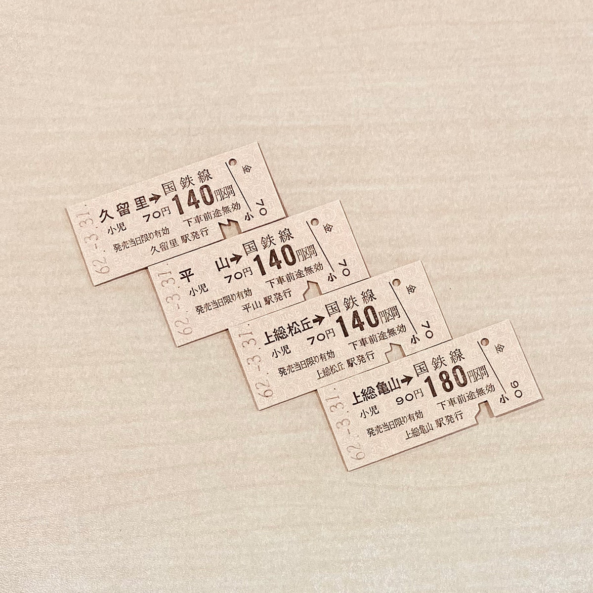 久留里線国鉄復刻硬券【廃止区間】４駅セット