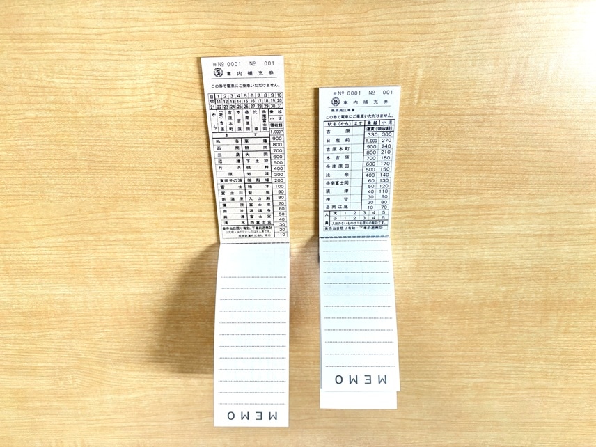 車内補充券風メモ帳/車内補充券風メモ帳（国鉄連絡用）